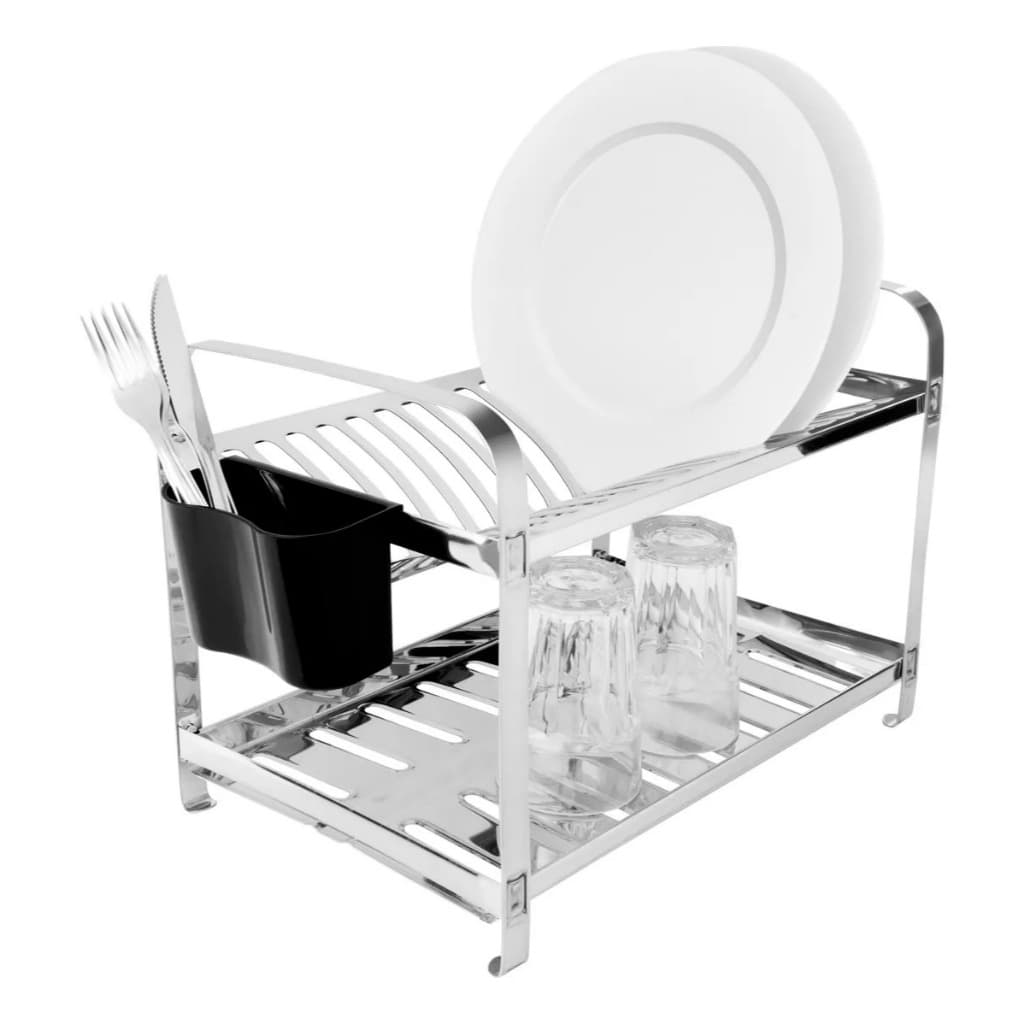 Escorredor Em Aço Inox 16 Pratos Com Porta Talheres DINOX