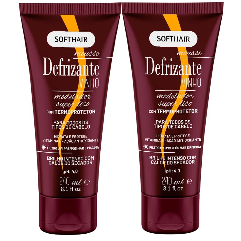 Defrizante Vinho 240ml Softhair 2 Unidades