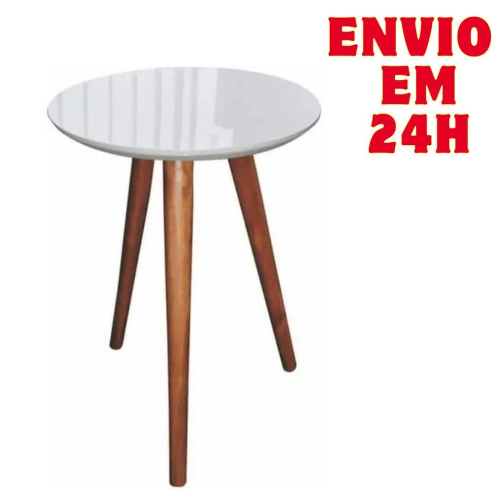 Mesa Mesinha de Canto Lateral Centro Tampo de Vidro Pé Palito Decorativa Redonda
