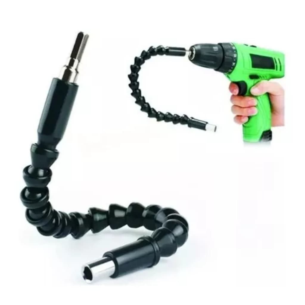 Cabo Extensor Flexível Para Parafusadeira Furadeira de Aço Carbono Preto