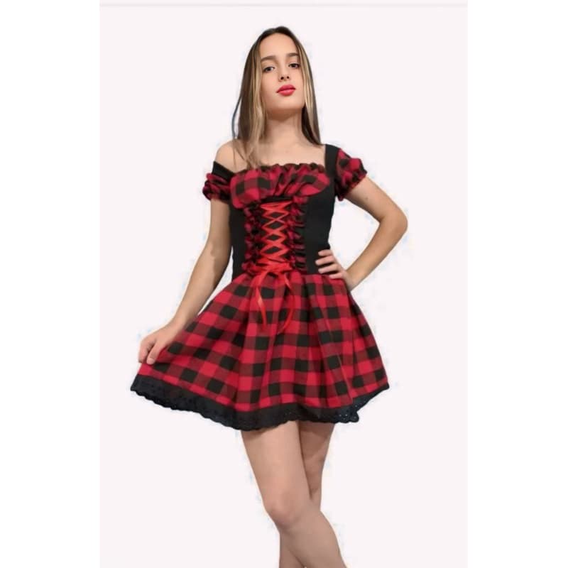 Vestido caipira junino  xadrez camada única