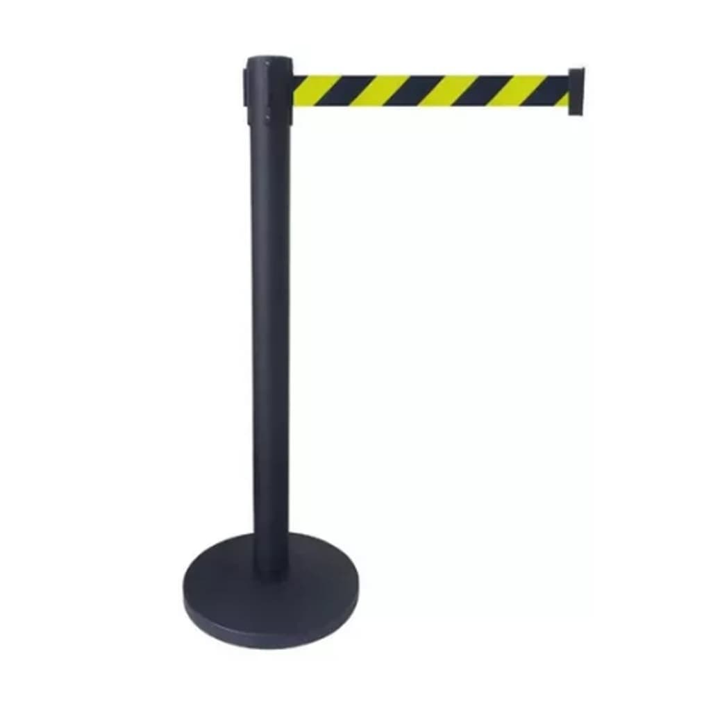 Pedestal Organizador Separador Fila Preto Fita Zebrada