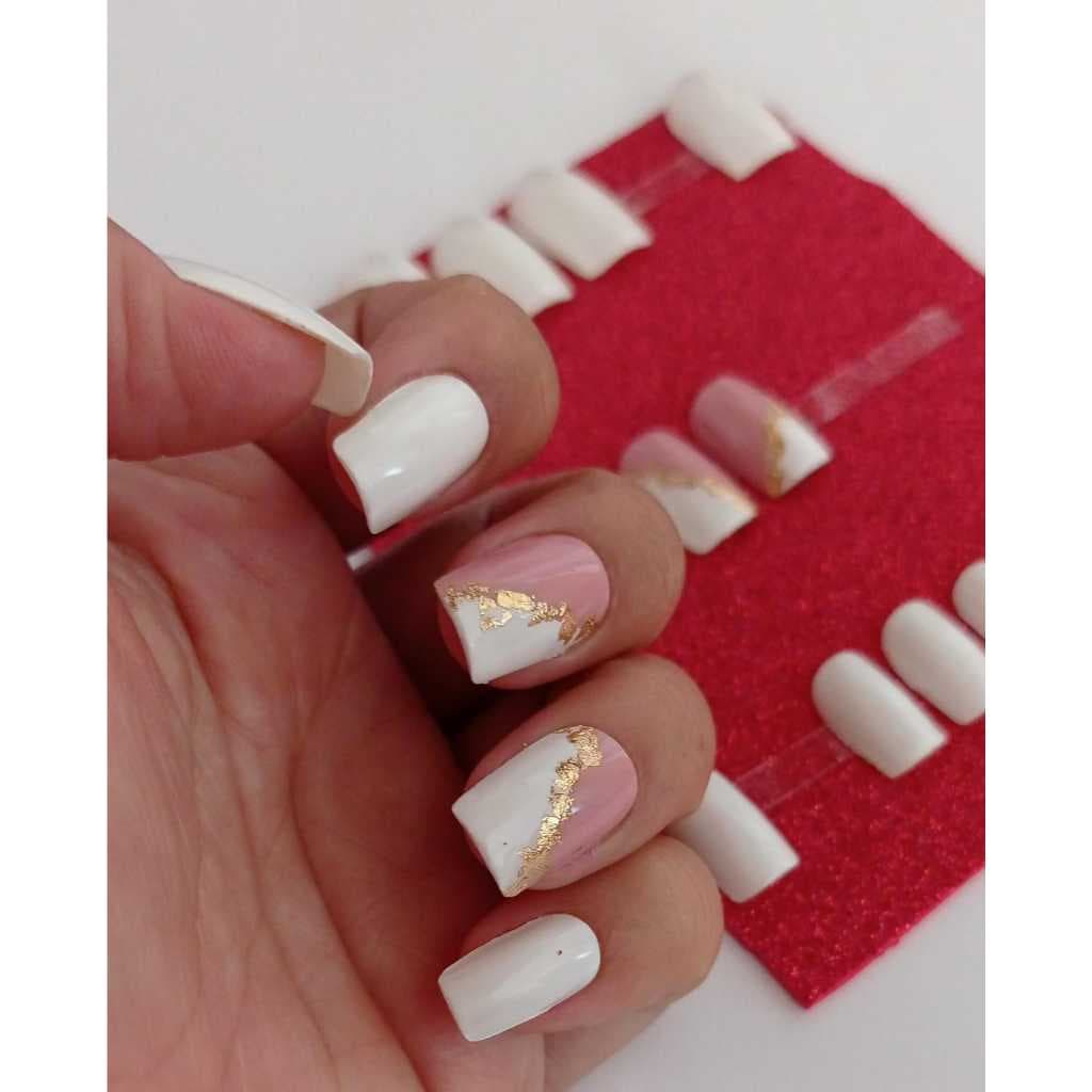 Unhas Postiças Curtas, Unha Curta Kit 20 Unhas