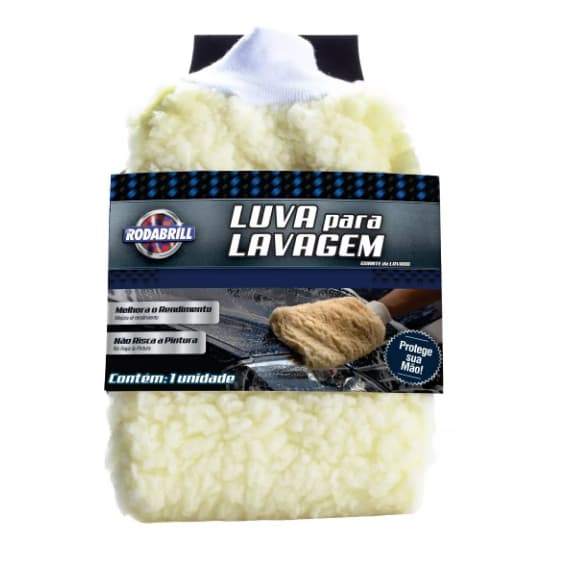 Luva Microfibra para Lavagem Enceramento Acabamento Carros Motos Rodabrill Efeito Brilho Estética Automotiva