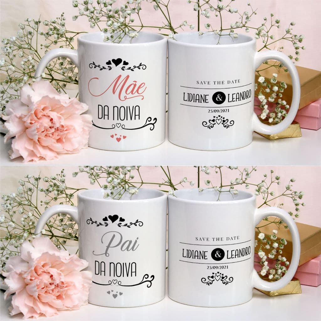 Canecas Personalizadas Casamento Mãe da Noiva Pai da Noiva Mãe do Noivo Pai do Noivo