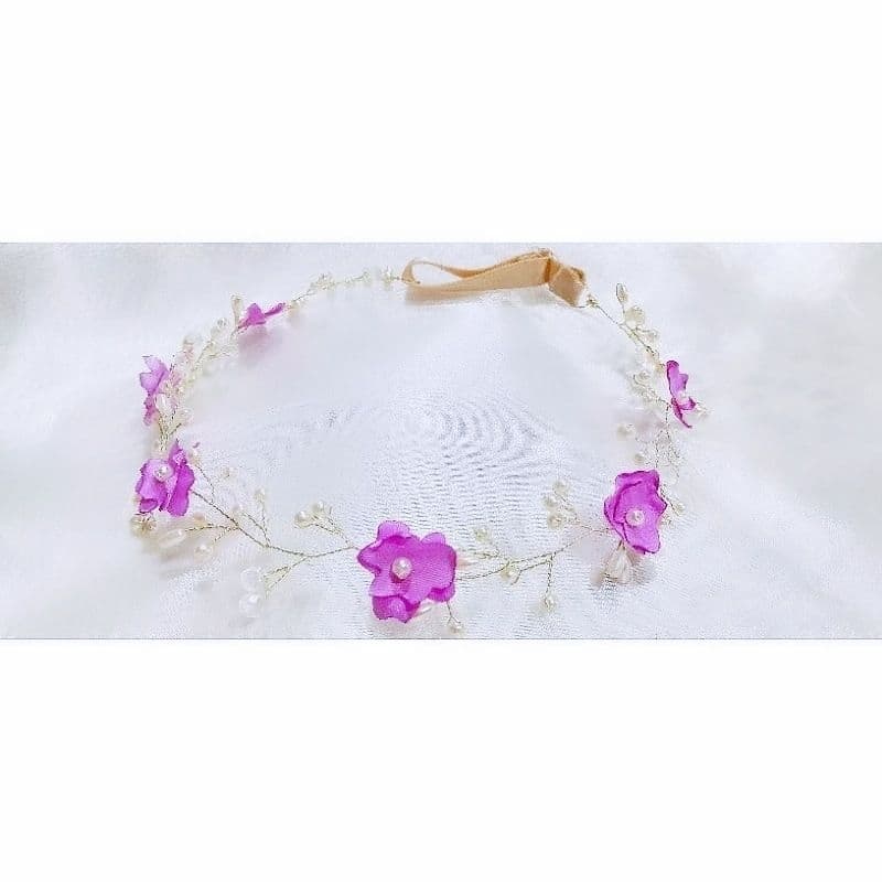 tiara de perolas e flores jardim de lavanda