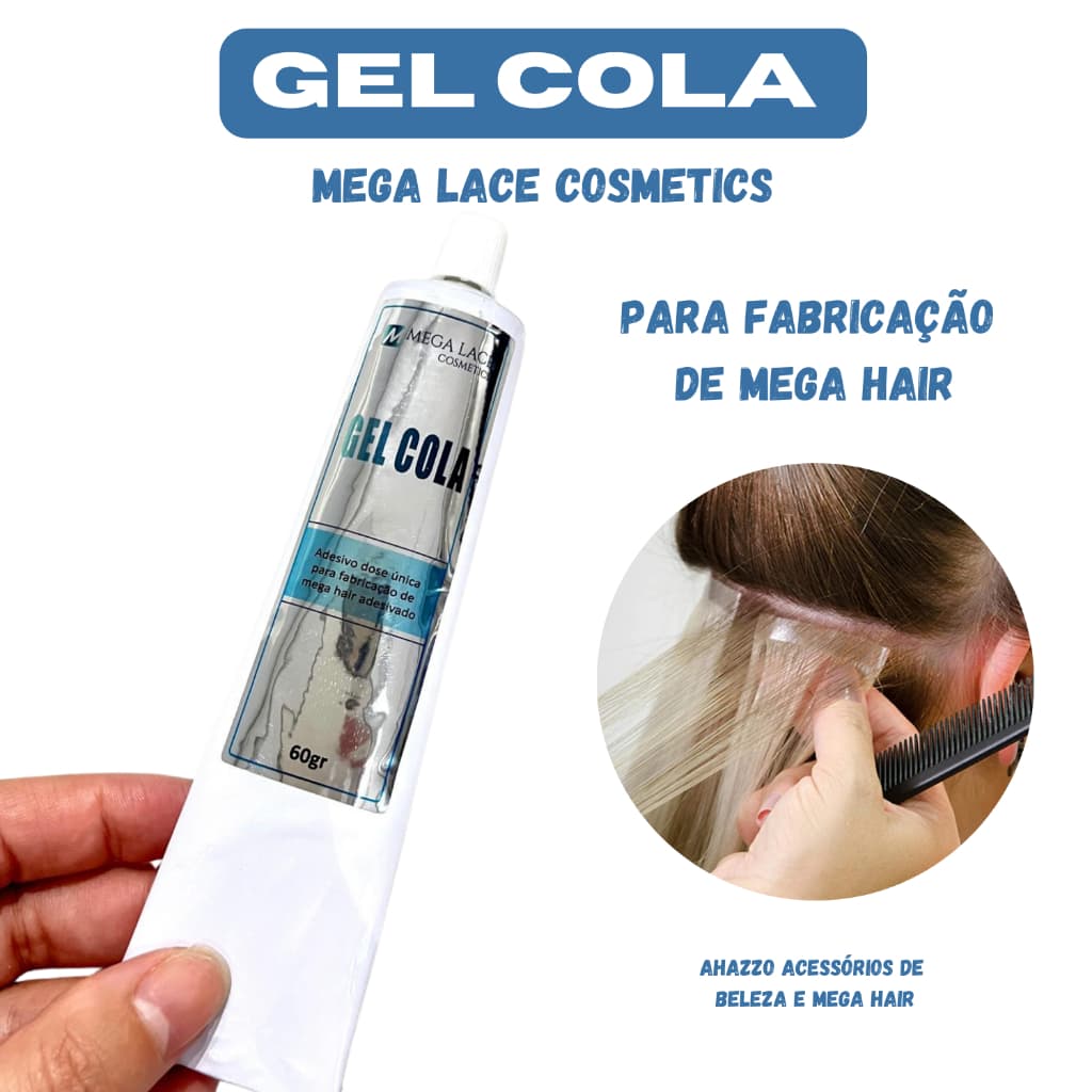 Gel Cola Profissional Mega Lace para Fabricação de Mega Hair 60g