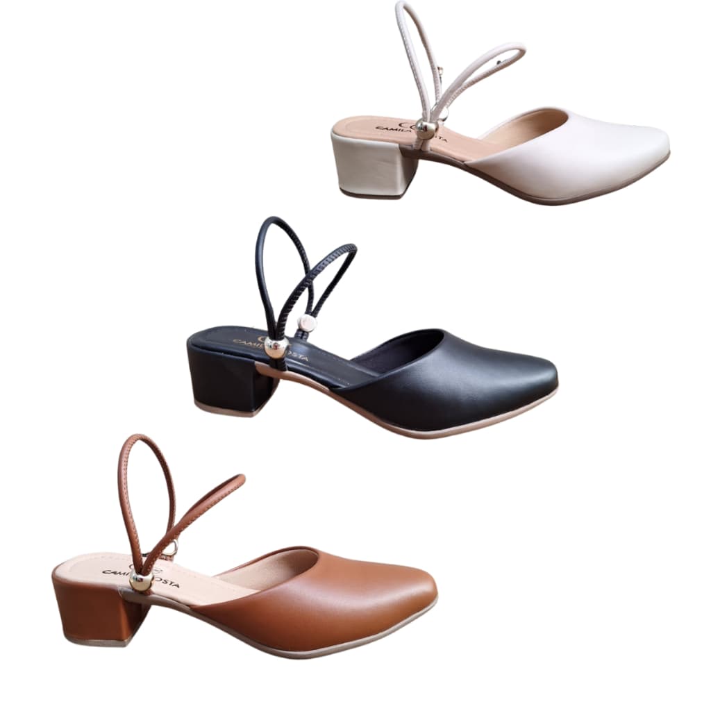Mule Social 2 em 1 Feminino Femininas Scarpin Salto Medio Baixo Confort 050