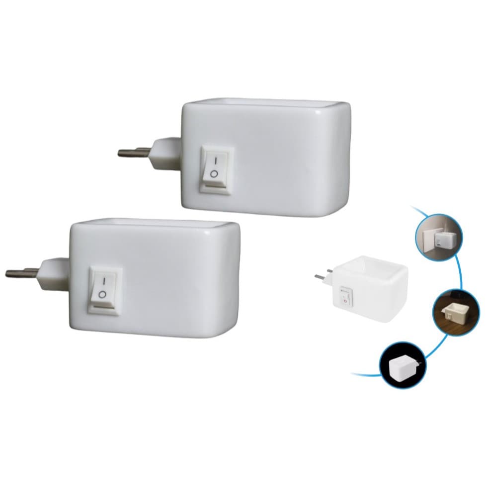 Difusor Aromatizador Elétrico de Ambiente em Porcelana Kit com 2 Peças Bivolt 30ml Tomada Giratória