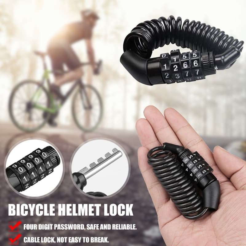 Trava De Bicicleta Anti-Roubo Senha Cabo Capacete De Motocicleta Portátil