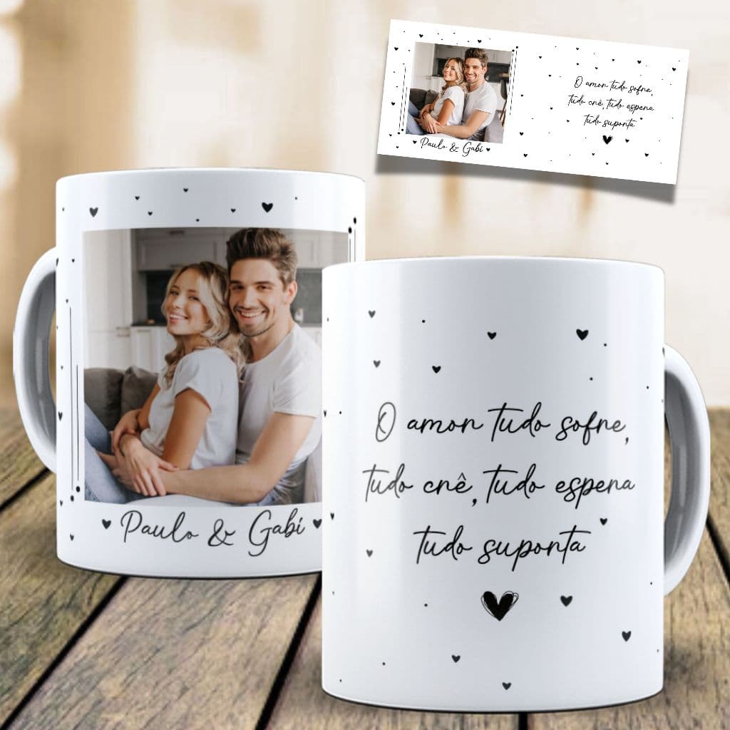 Caneca Personalizada Casal dia dos Namorados com  Foto e Nome
