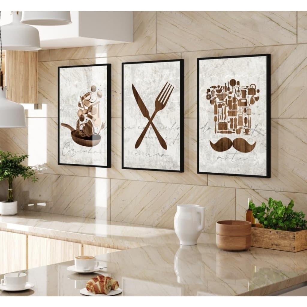 Quadros Decorativos 3 peças cozinha colher talher moderno estilo casa nova
