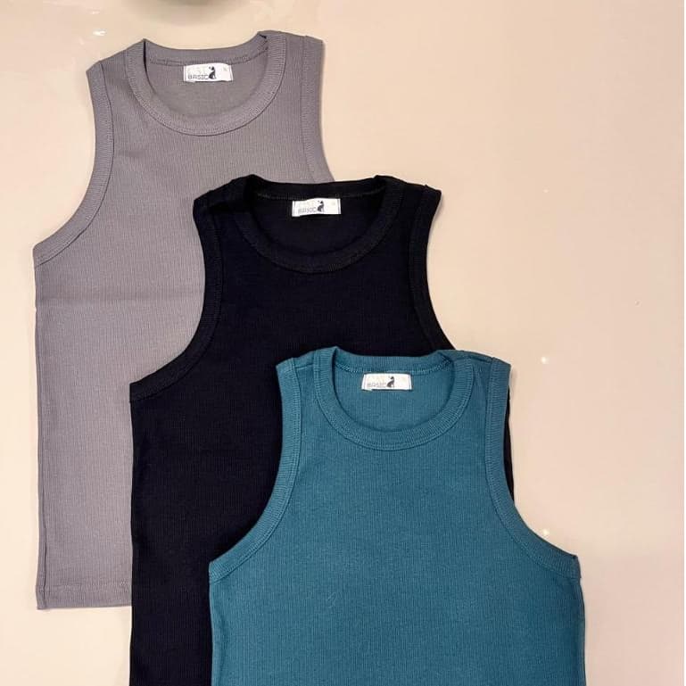Kit 3 Regata Femininas Ver茫o Basica Lisa Cores Sortidas