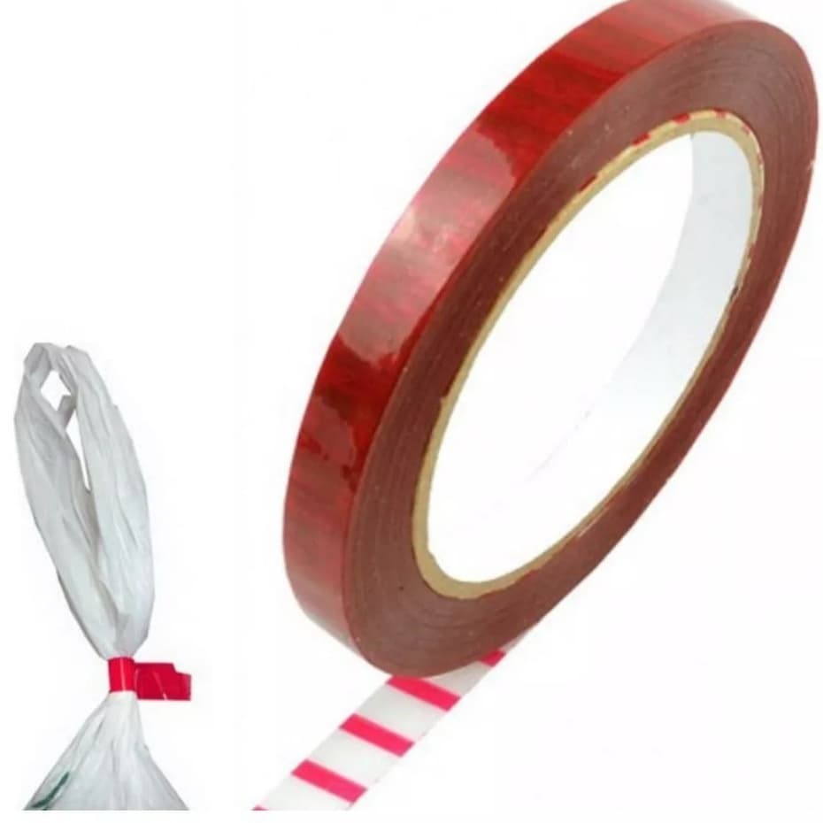 Fita Zebrada Vermelho P/lacradora Sacolas Lacra Saco 12mm X 100m