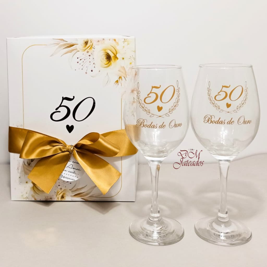 2 Taças Barone / 50 Anos / Bodas De Ouro / Caixa Presente