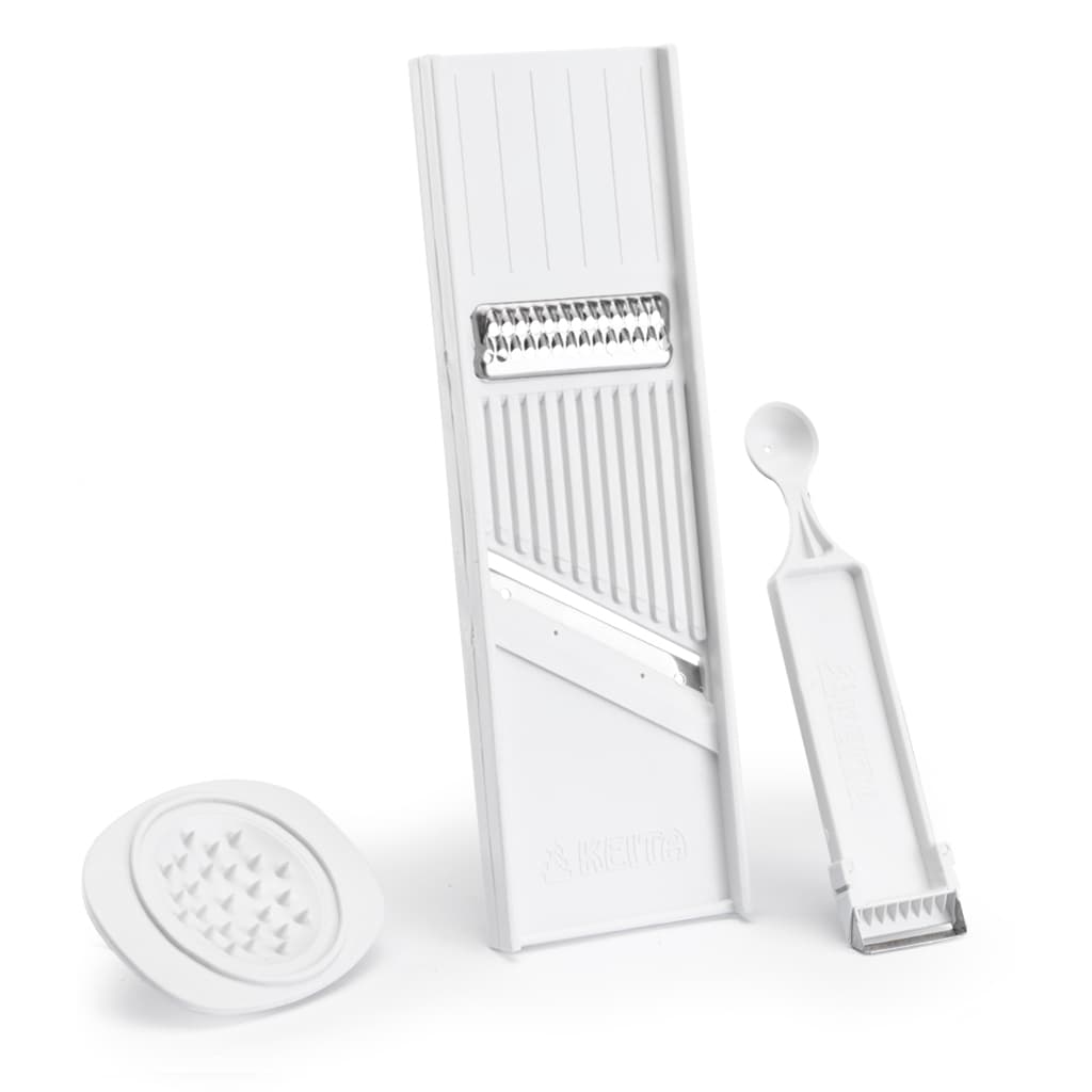 Kit 4 Em 1 Descascador Boleador Ralador Cortador Fatiador de Legumes