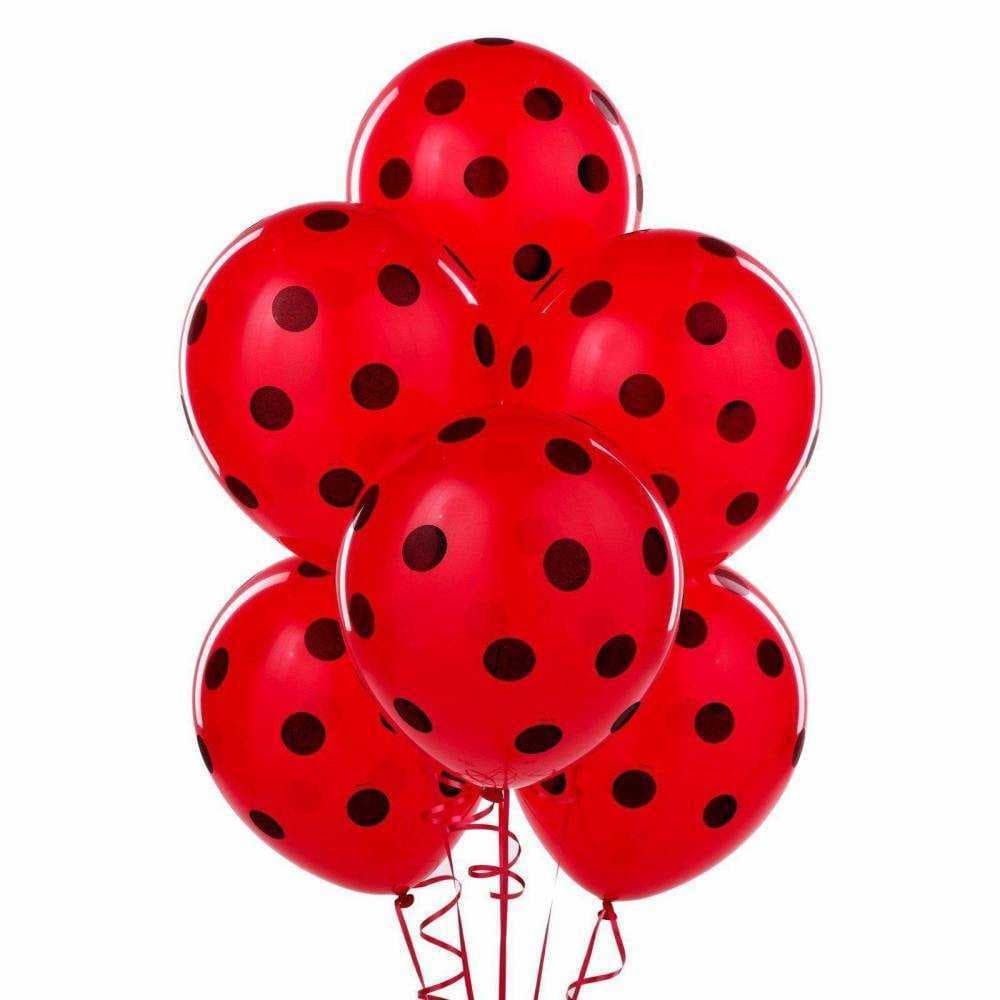 25 Balão Bexiga FESTA E DECORAÇÃO Joaninha Lady Bug Minnie Vermelho/Preto 11 pol Redondo