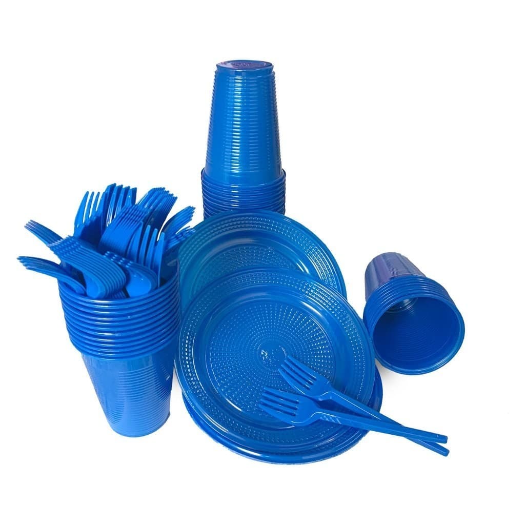 Kit Descartáveis para Festas Copo 200ml + Prato + Garfo para Bolo 150 Peças Kit Festas Aniversario Festa Infantil