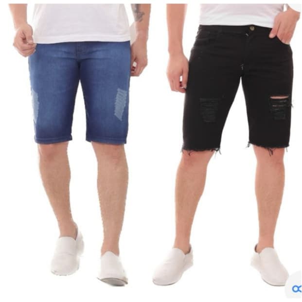 Kit 2 Bermuda Jeans Masculina Elastano