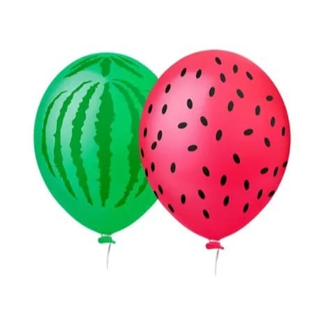 Kit 25 Bexigas Melancia 11 Pol - Balões Sortidos para Festa Frutas, Verão e Decoração