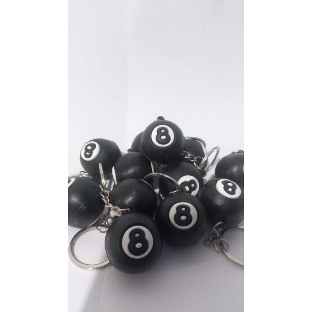 kit 12, 24, 36, 48 Chaveiros bola de sinuca na cor preta numero 8