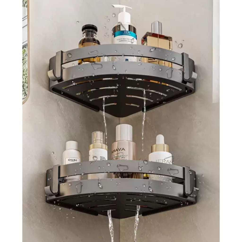 Kit2 Prateleira Suporte de Shampoo Organizador Banheiro Canto Triangular Alumínio Montado na Parede