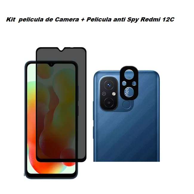 Kit película de Câmera  + Pelicula 3D anti Spy  Xiaomi Redmi 12C  / Pelicula de privacidade