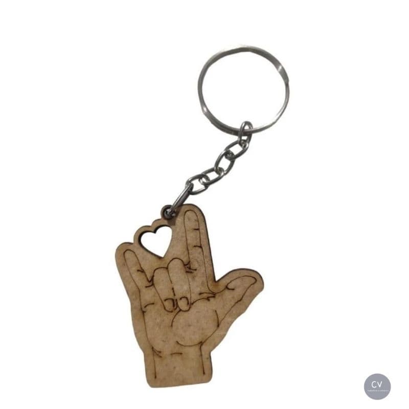 Kit 50 Chaveiros Em Mdf 3mm Eu Te Amo Em Libras