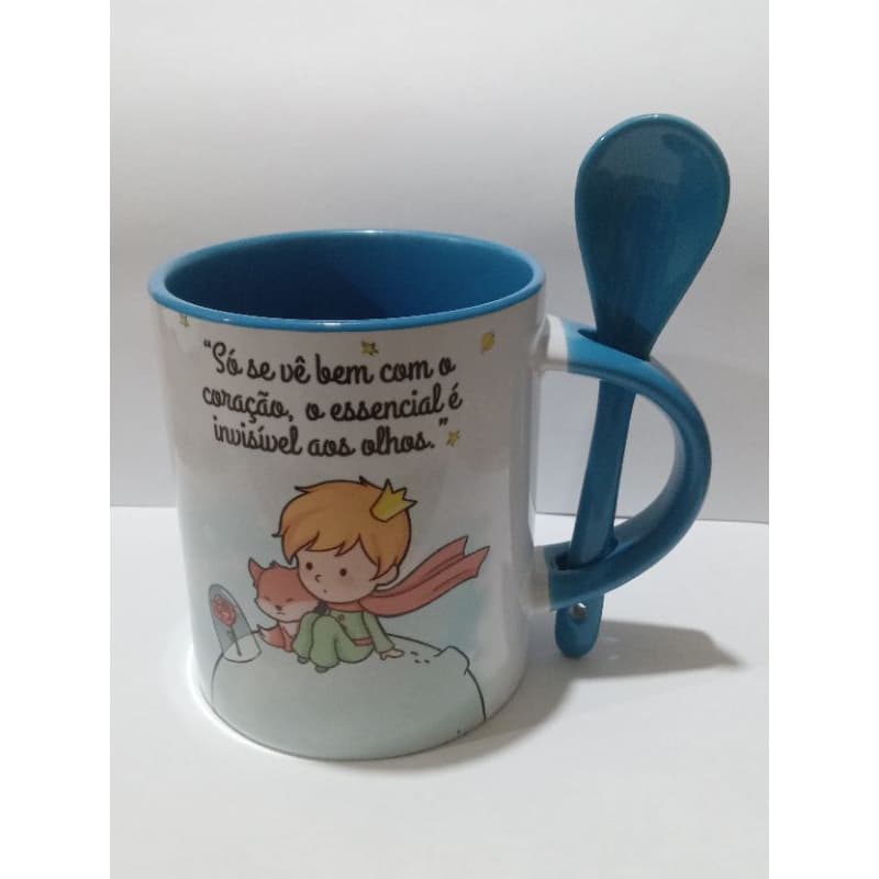 CANECA PERSONALIZADA, CANECA CERÂMICA, CANECA COM COLHER, PEQUENO PRINCIPE.
