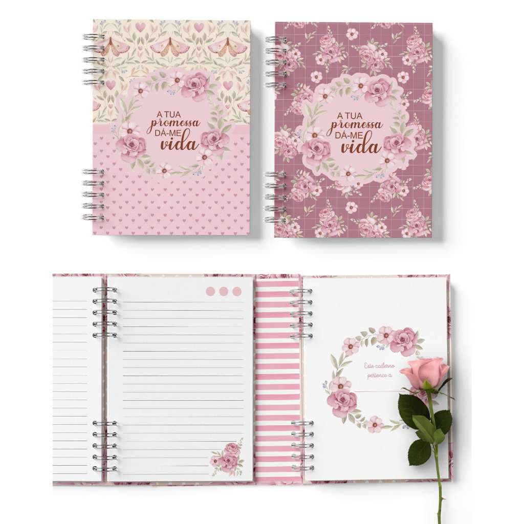 Caderno Decorado Coleção Jardim de Rosas - Personalizado