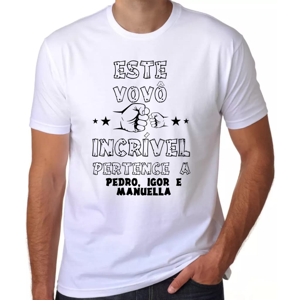 Camiseta Vovô Incrível Pertence á Personalizada O Nome Dos Netos Presente