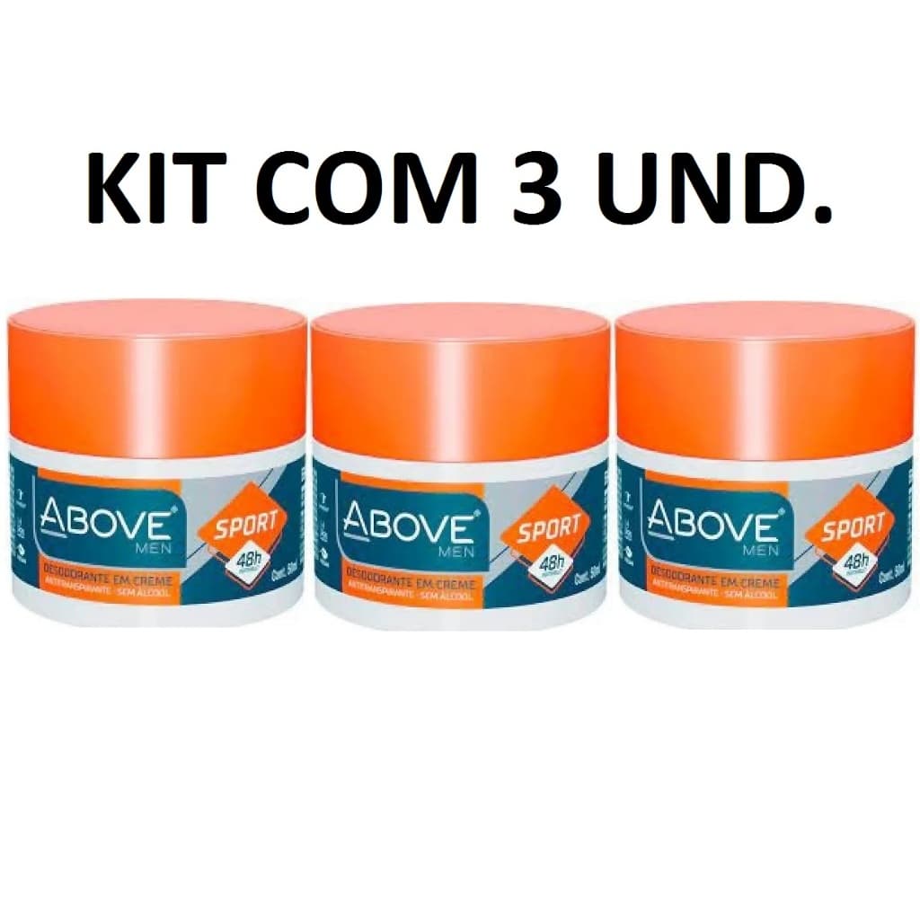 Kit 3 Desodorante Above Men Sport 50g