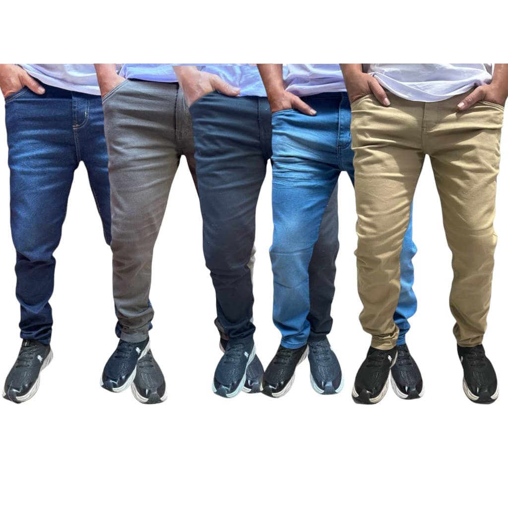 Kit c/5 calças masculina sarja e jeans slim todas com elastano a pronta entrega promoção