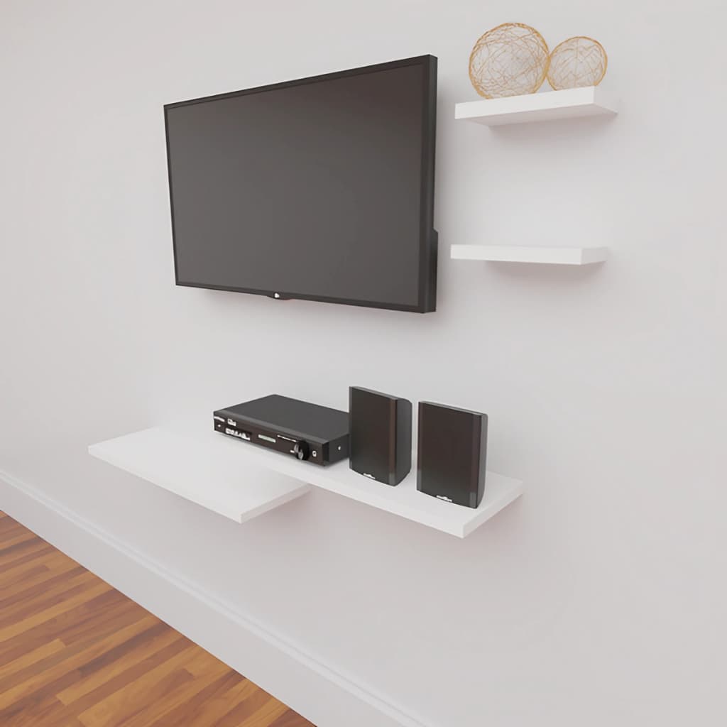 Rack Suspenso Com Prateleiras Em Mdf 4 Pçs Preto ou Branco Sala