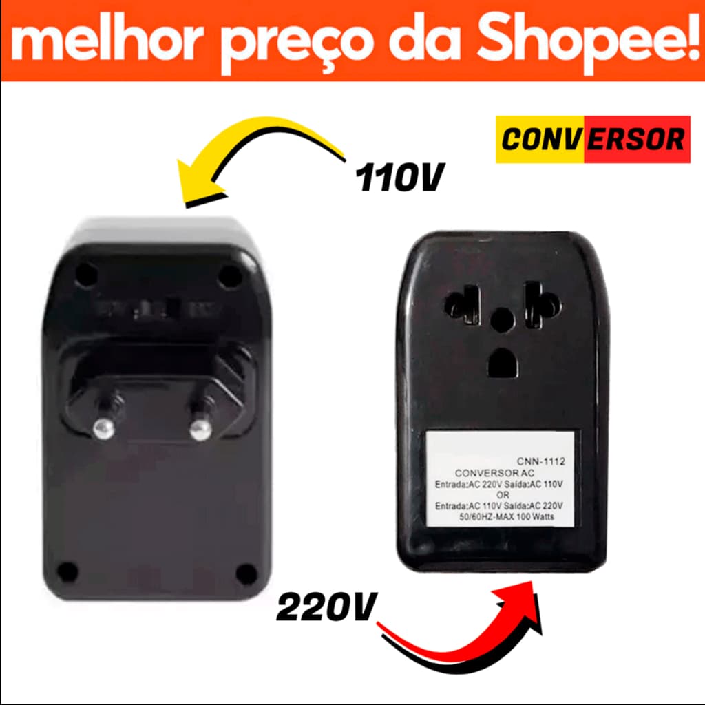 Conversor Transformador De Energia Voltagem Bivolt 110V Para 220V