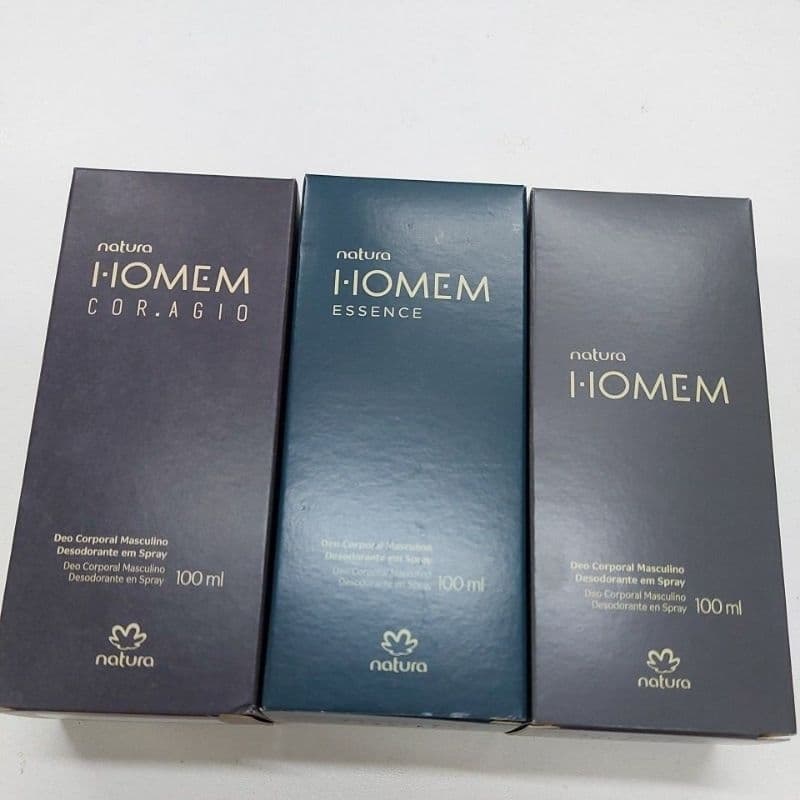 kit com 3 desodorante homem coragio, homem essence,e homem