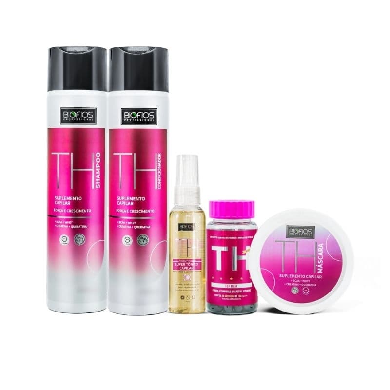 Kit TH Força e Crescimento Capilar - Top Hair 5 itens
