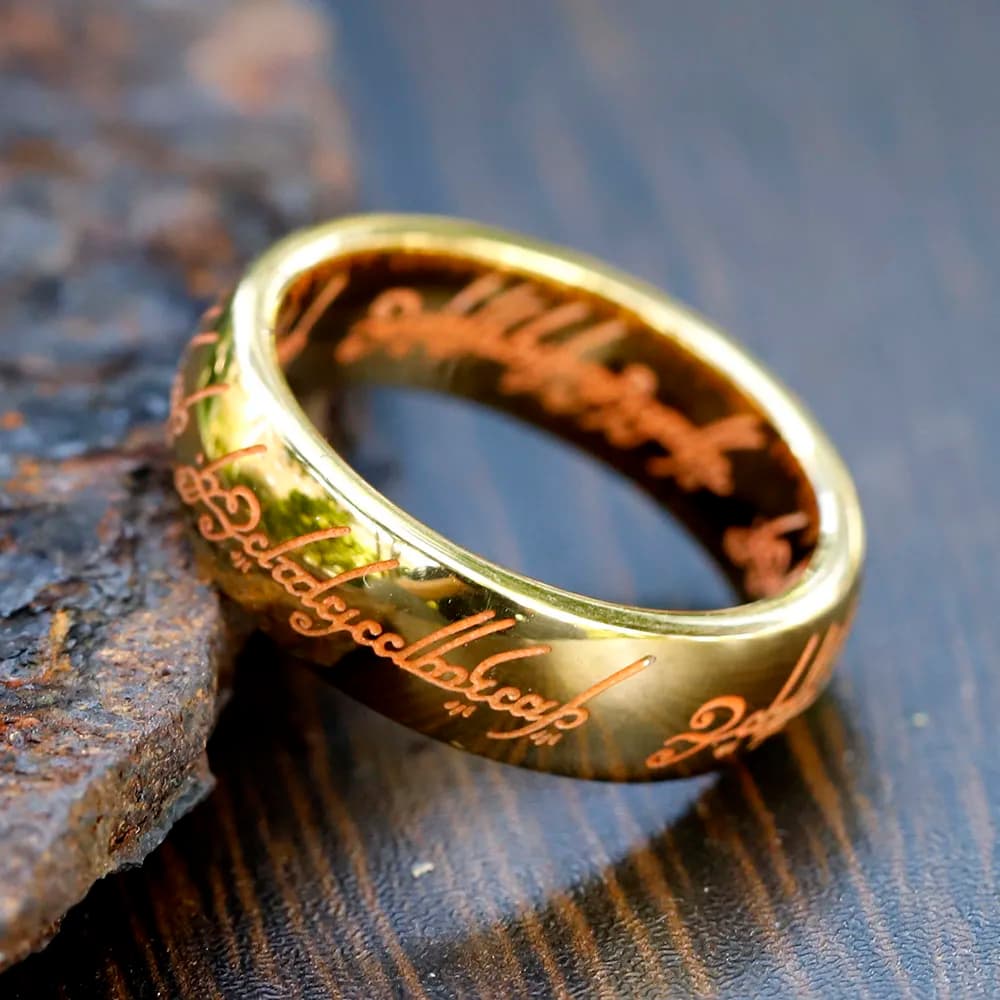Anel senhor dos anéis com colar Sauron unissex inoxidável escritas cravadas brilhantes presente