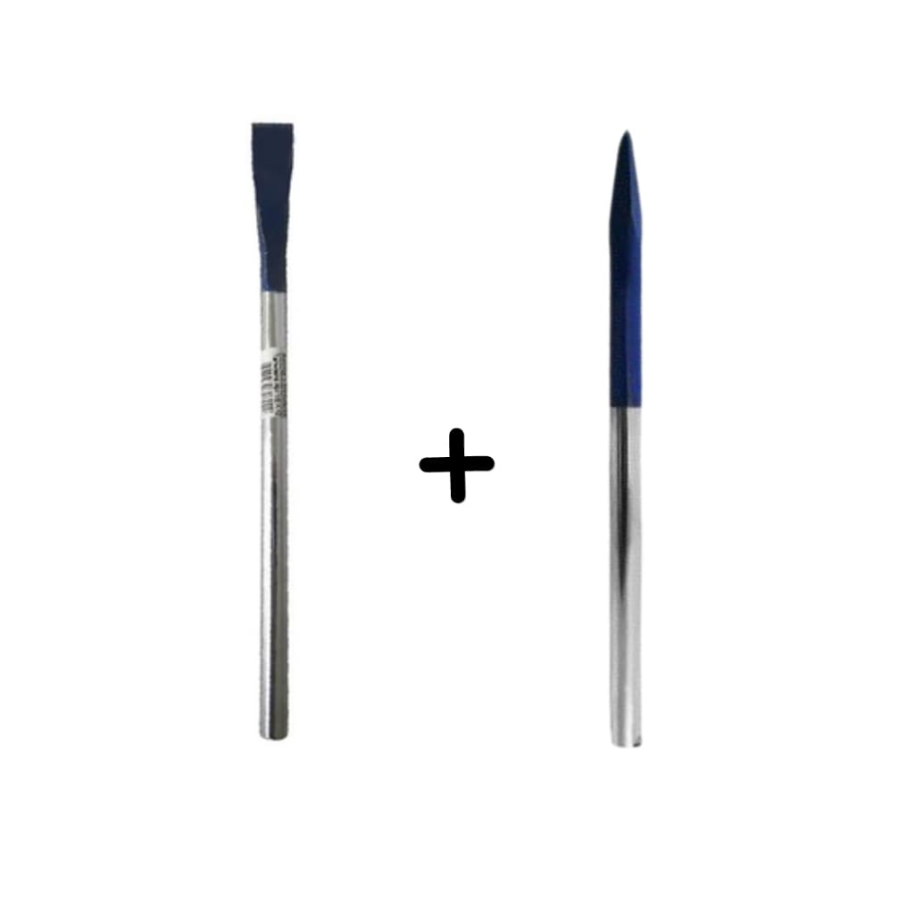 KIT Talhadeira Redonda de Aço 1/2" Ponteiro De Aço Liso 1/2" 12" Sócios Ferramentas