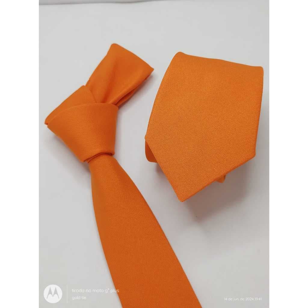 Gravata Tangerina/Laranja (Sunset) Fosca (Tecido Oxford) - Kit de 5 a 9 unidades (A pronta entrega)