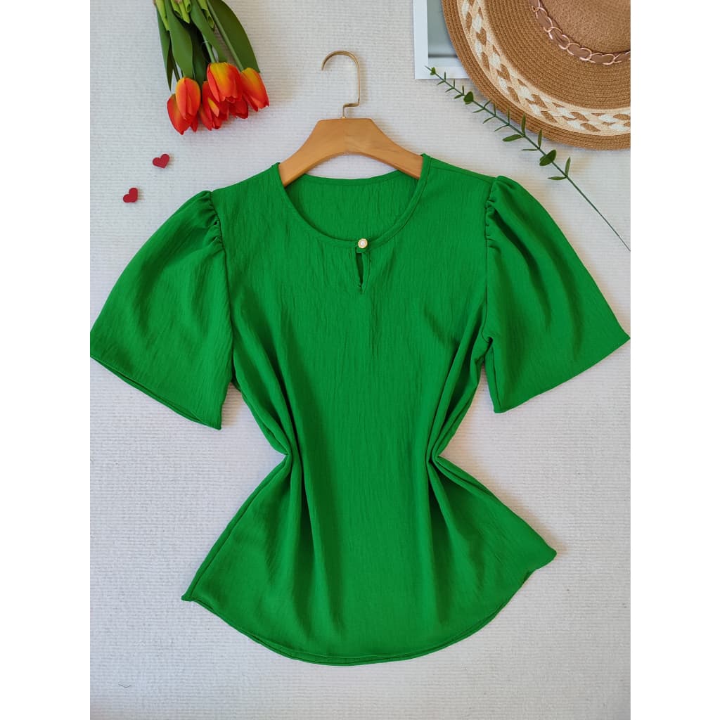 YW & X MODA   blusa feminina manga curta tecido duna lisa