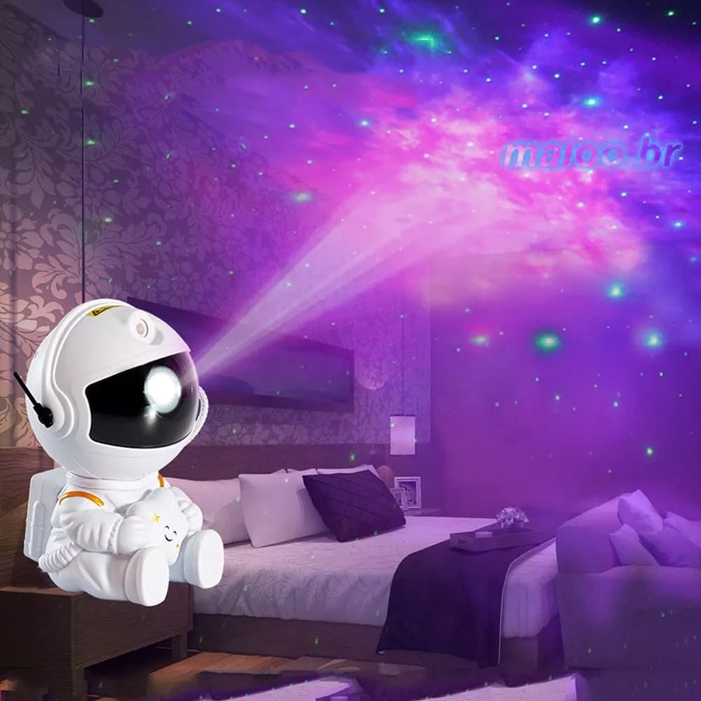 Astronauta Galaxia Projetor Luz Noturna Star Lâmpada De Quarto USB LED Com Controle Remoto Kids
