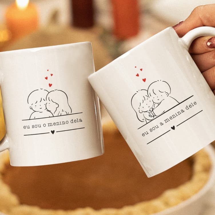 Kit 2 Canecas Eu sou a menina Dele Presente Perfeito minimalista Xícara Namorados, Casal