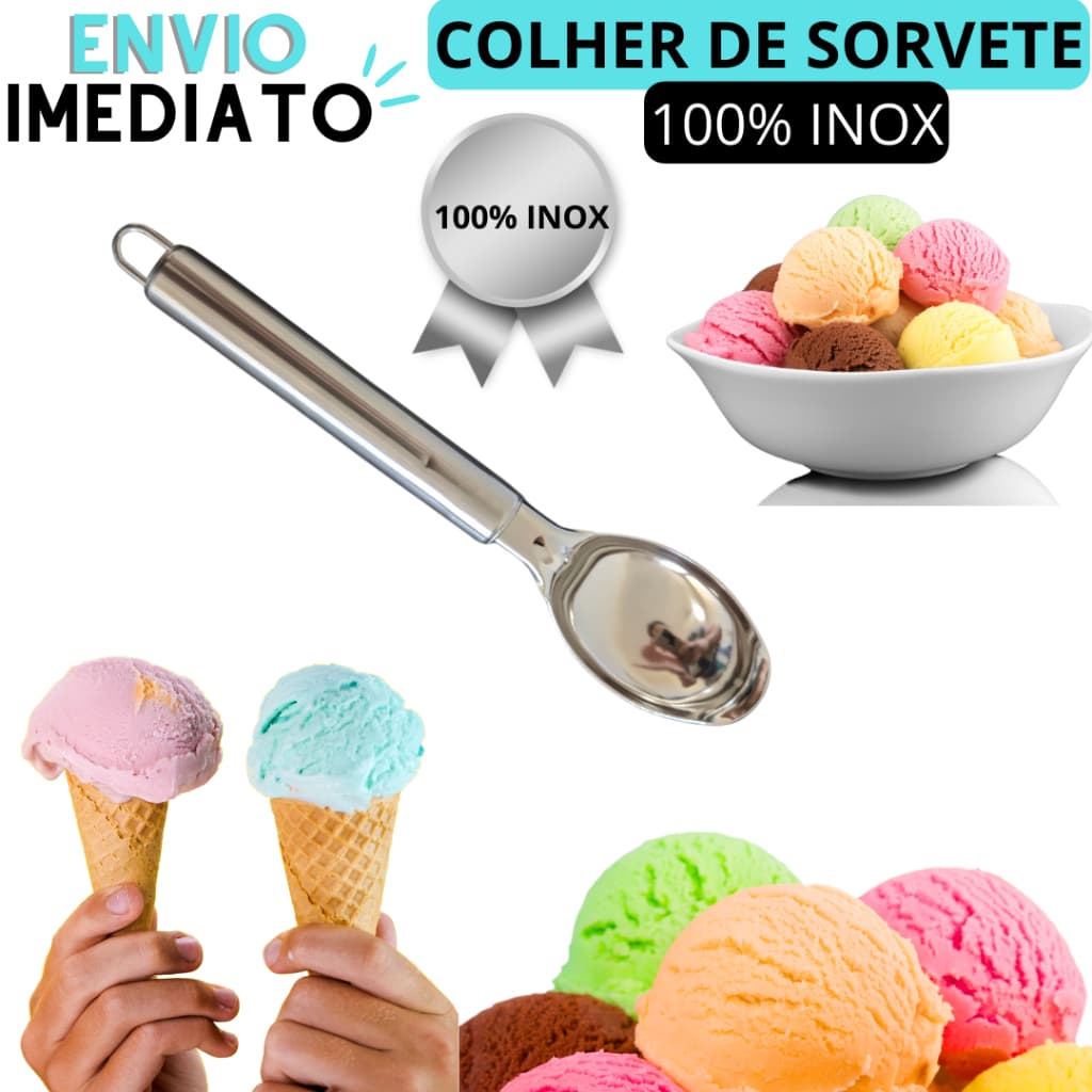 Colher Para Sorvete Pegador De Sorvete e Açaí Aço Inox Sorveterias Restaurantes Lanchonetes