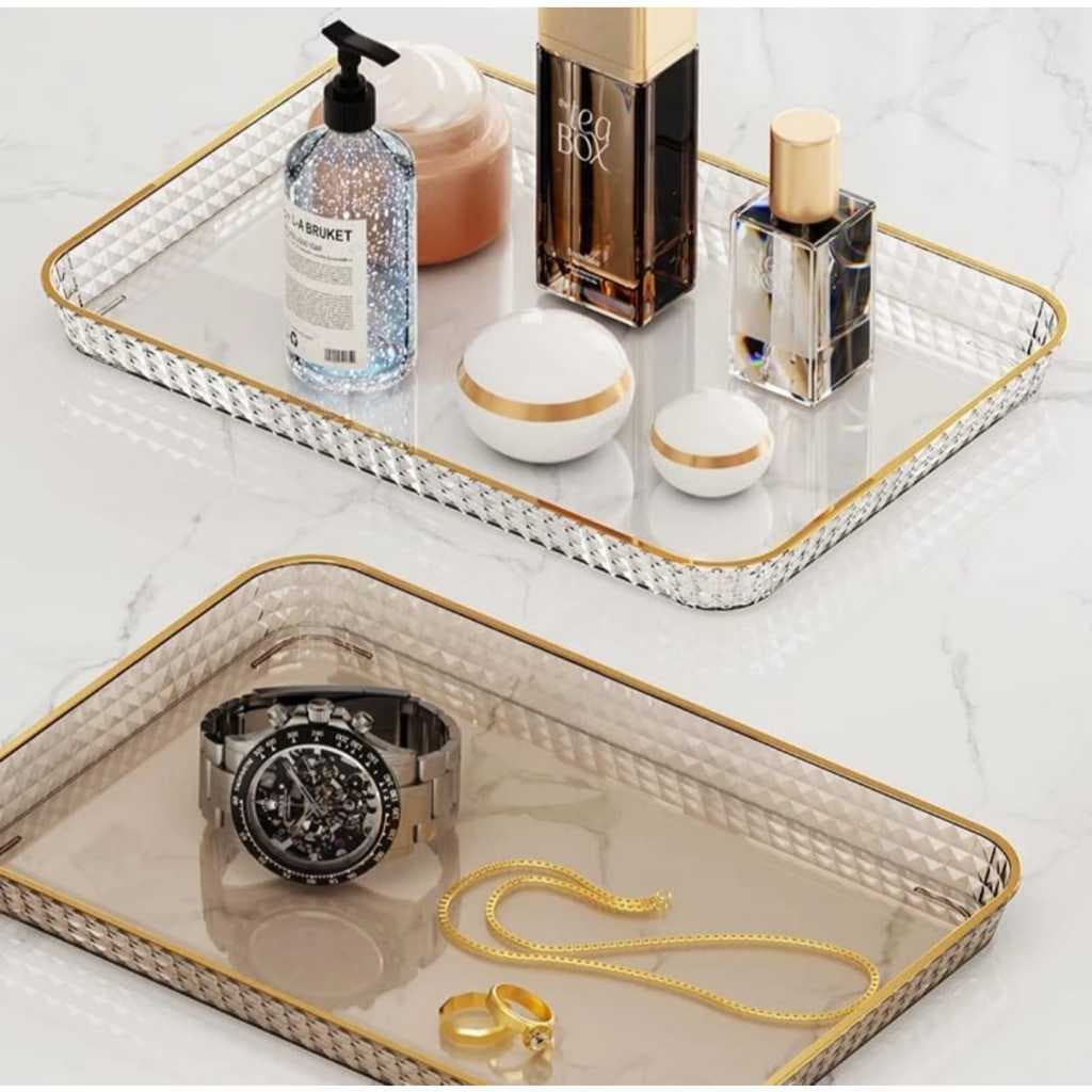 Bandeja Luxo Cristal Decorativa Para Decorar Mesa Cozinha Quarto Acrílica