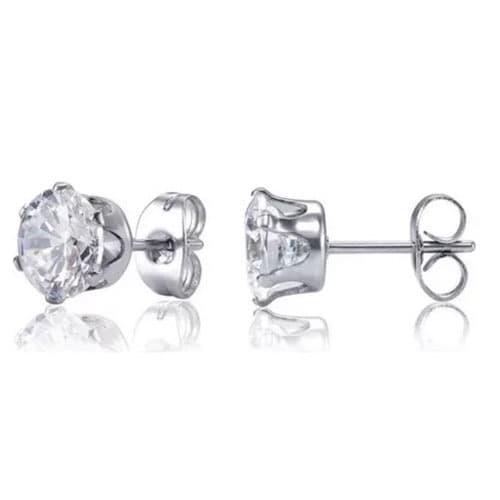 Brinco Feminino Aço Inox Antialérgico Pedra Zircônia Ponto de Luz