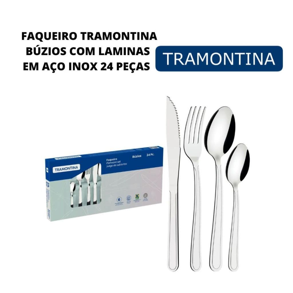 Faqueiro Tramontina Búzios cem Aço Inox com Detalhe 24 Peças Ref.: 23799071