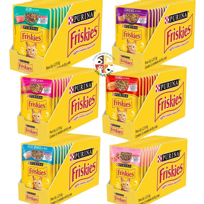 Ração Úmida Nestlé Purina Friskies Sachê para Gatos 85g Caixa Fechada Com 15 Unidades