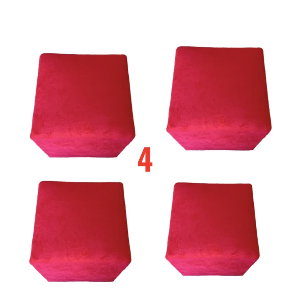 Kit 4 Puffs Quadrado Decorativo Para Sala Apoio de Pés 25x25x28cm