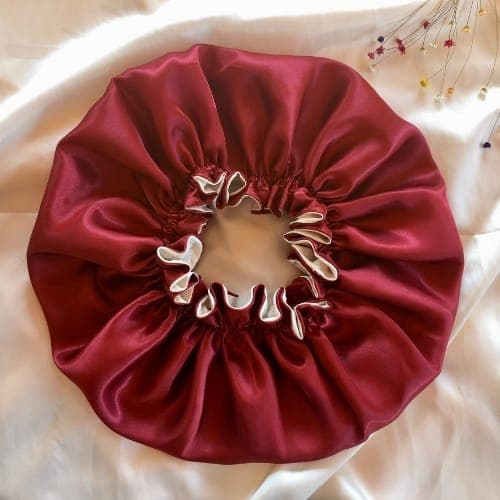 Touca + Xuxinha ( kit touca dupla face e scrunchies de cetim ) acessórios antifrizz